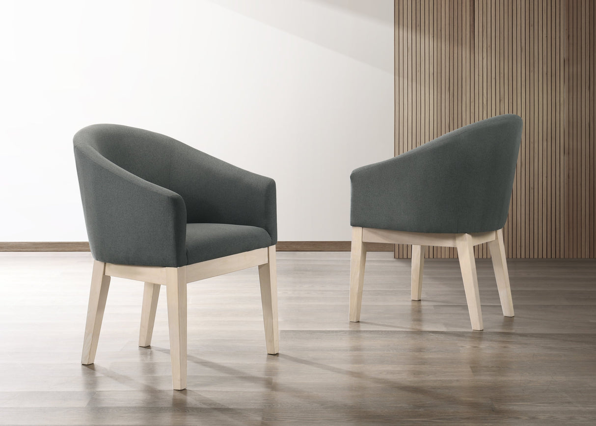 Neroli Set of 2 Gray Fabric 23" Barrel Accent Chairs