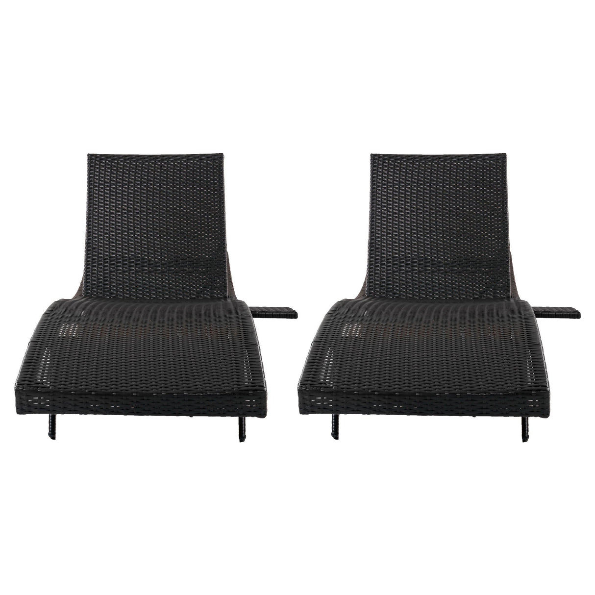 K&K 80'' Patio Wicker Chaise Lounge Chairs Set of 2