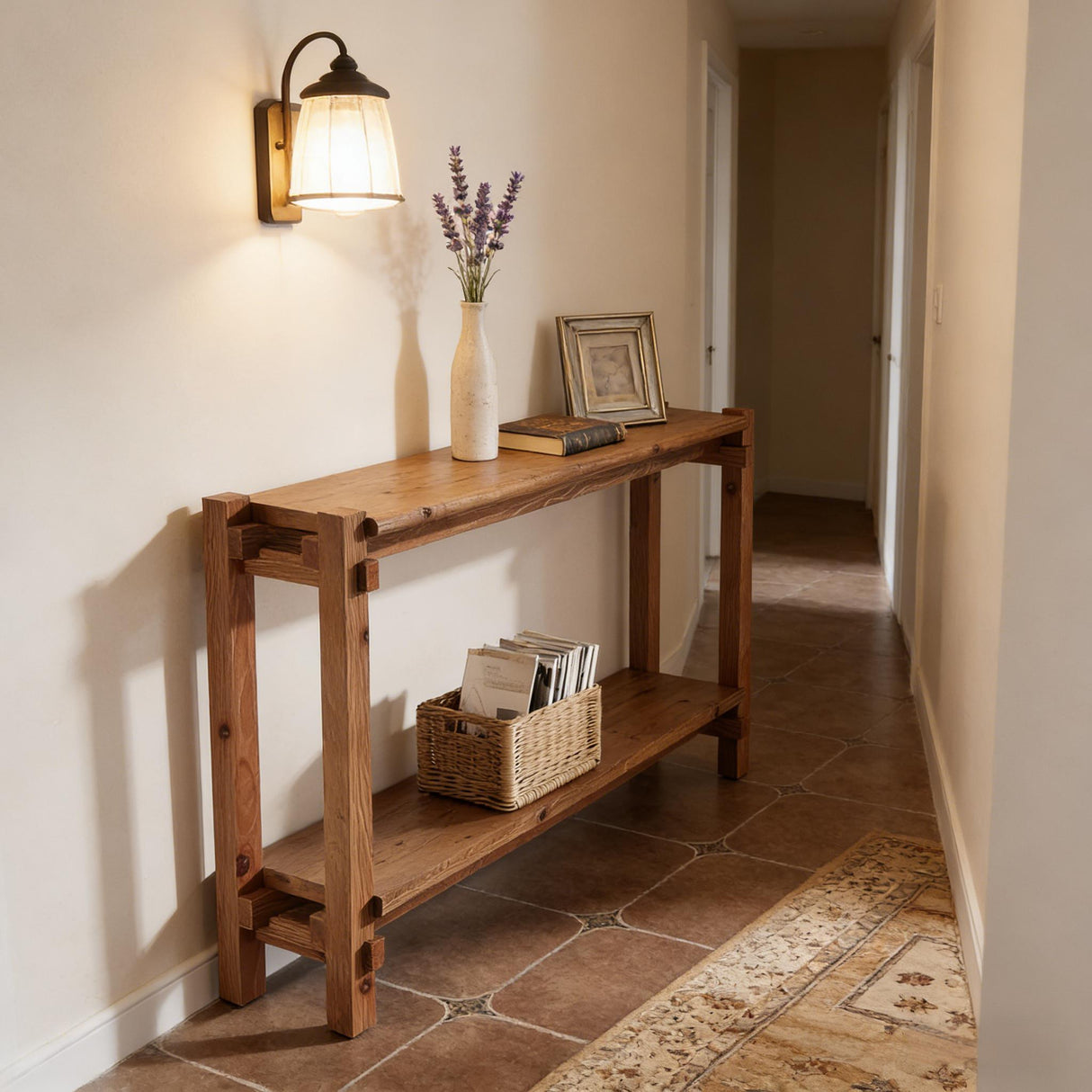Couch Side Table, Console Table, Entryway Table, 2-Tier Foyer Table