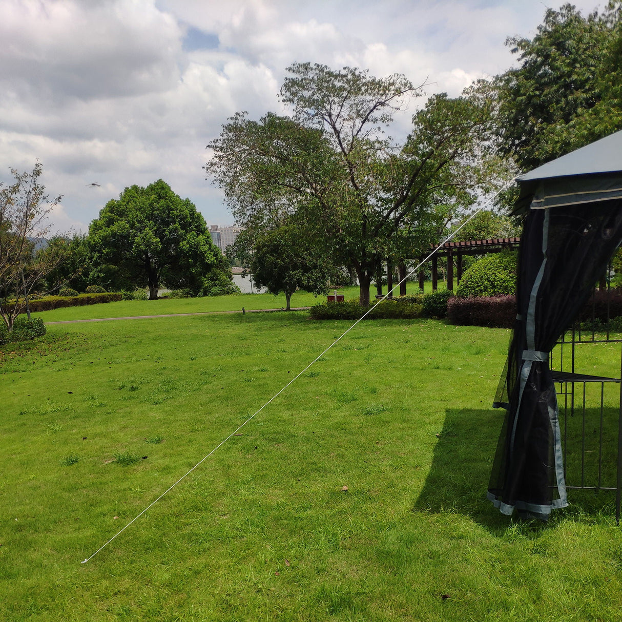 Patio Gazebo Tent With Ventilated Double Roof And Mosquito Net