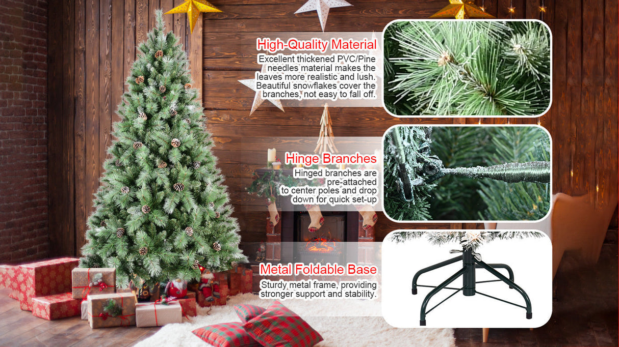 8 Ft Full-Bodied Pre-Decorated Pinecone Christmas Tree