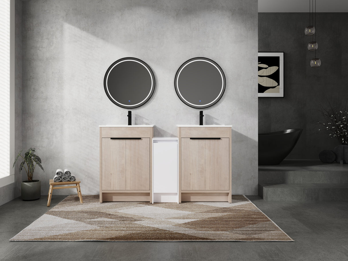 60 Inch Freestanding Bathroom Vanity with Ceramic Sink