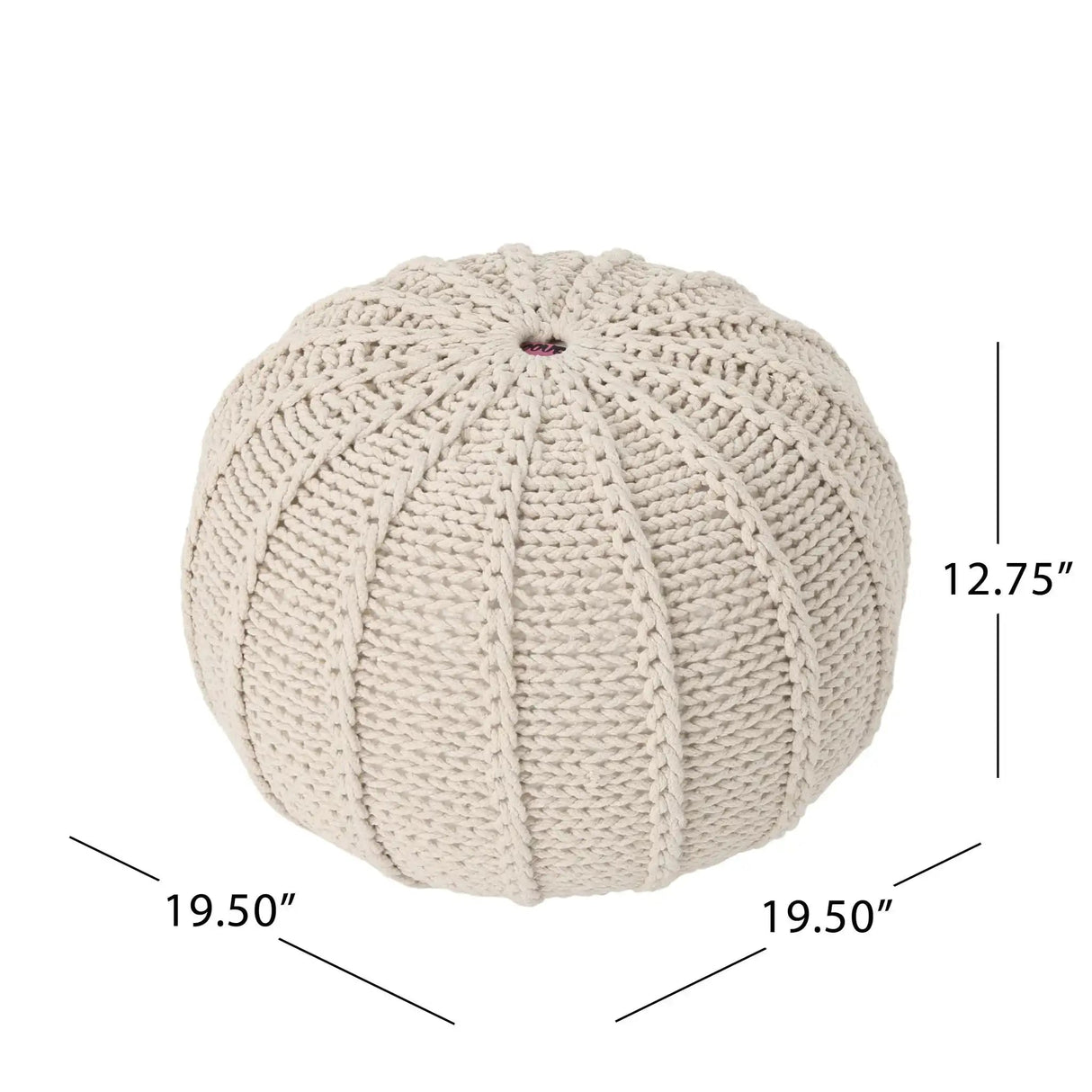 Bordeaux Knitted Cotton Round Pouf Ottoman and Floor Cushion