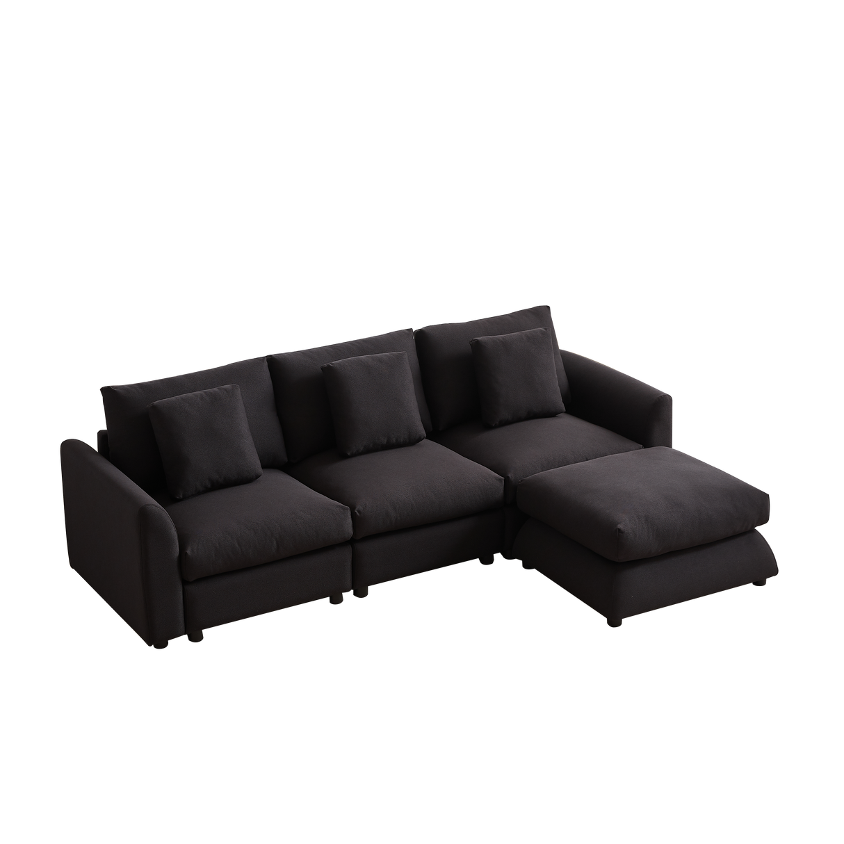 102.2 Inch Combination Sofa Modular Sofa with Ottoman Black