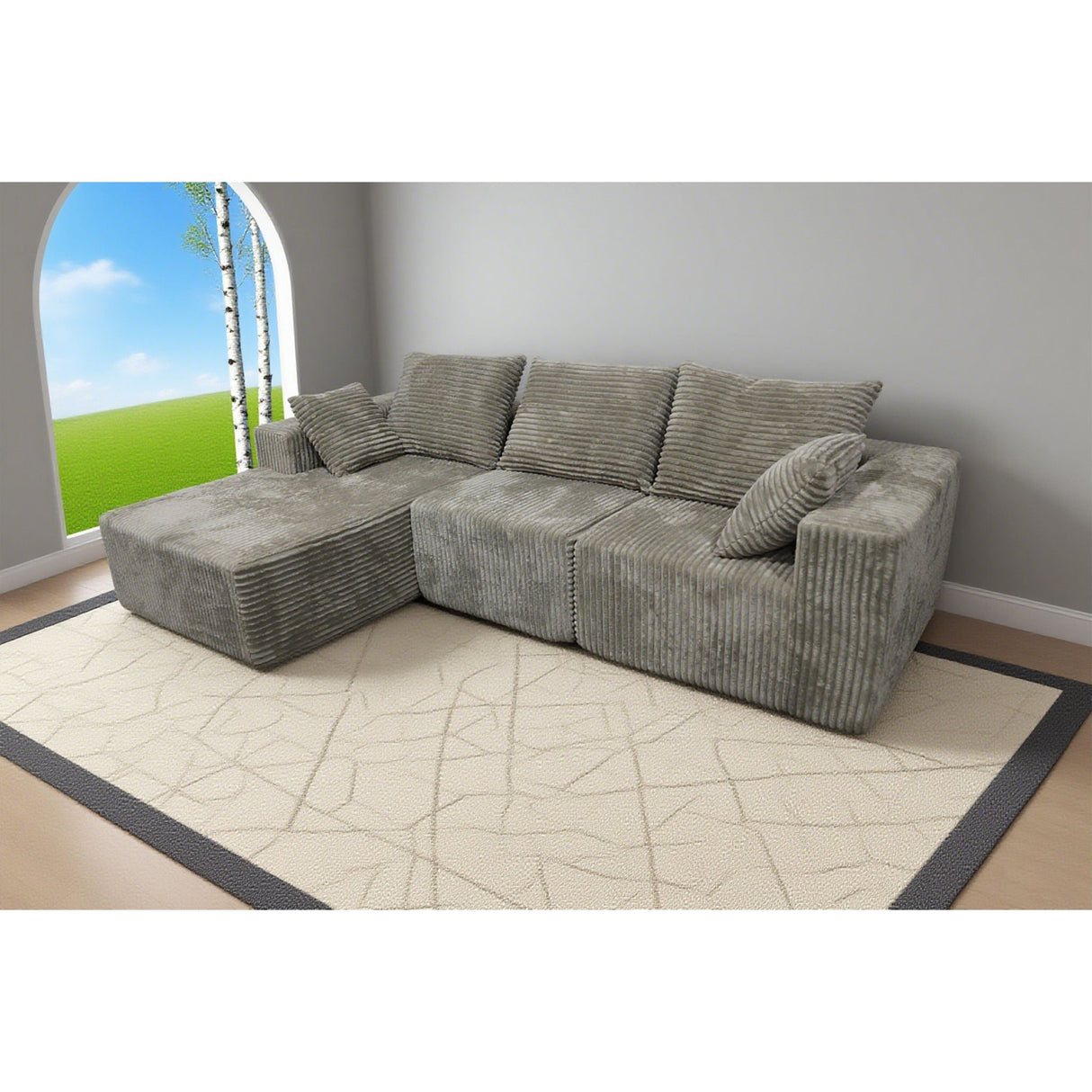 Corner Combination Sofa Sectional Couch With Soft Fabric