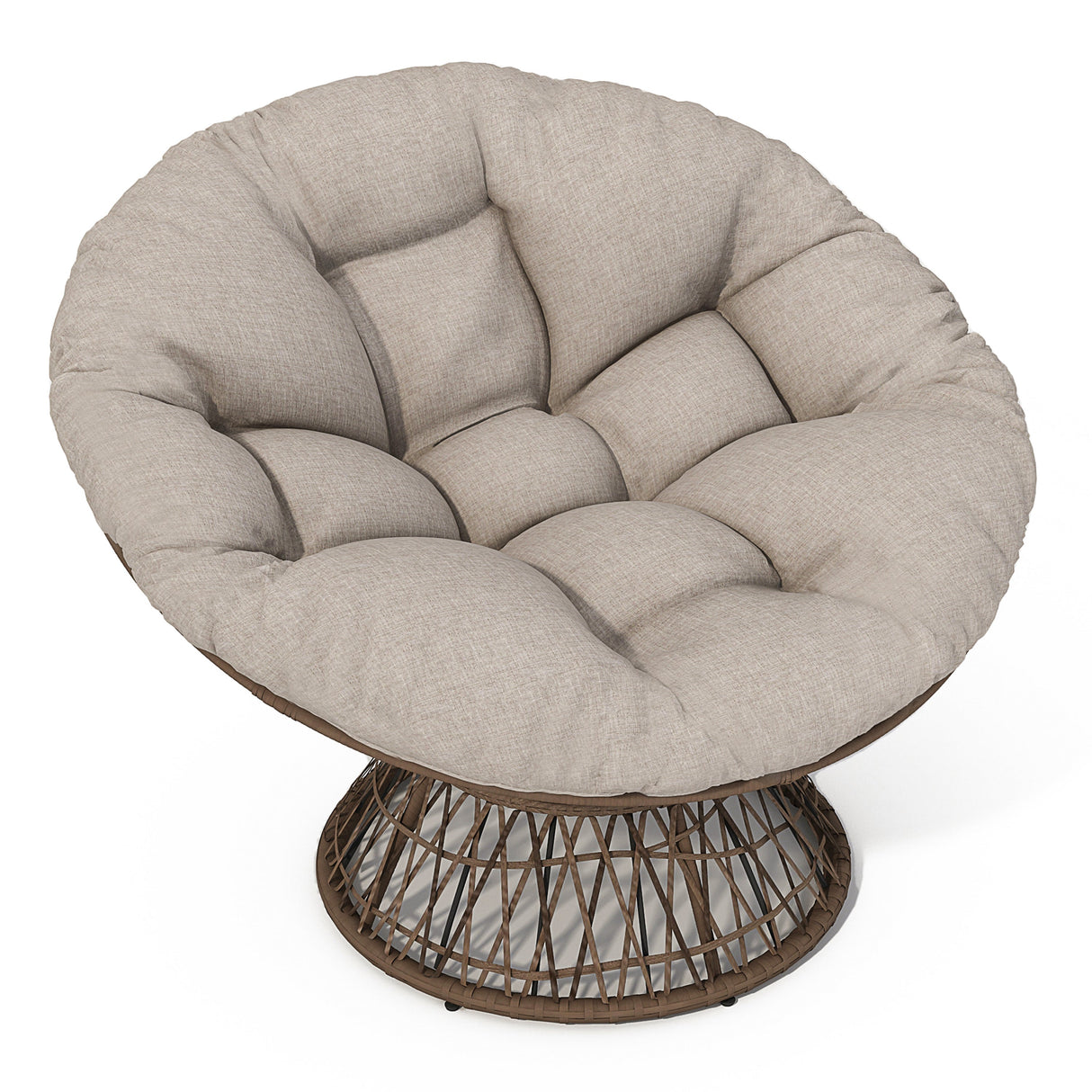 Ergonomic Wicker Chair with Cloud Density Cushion and Swivel