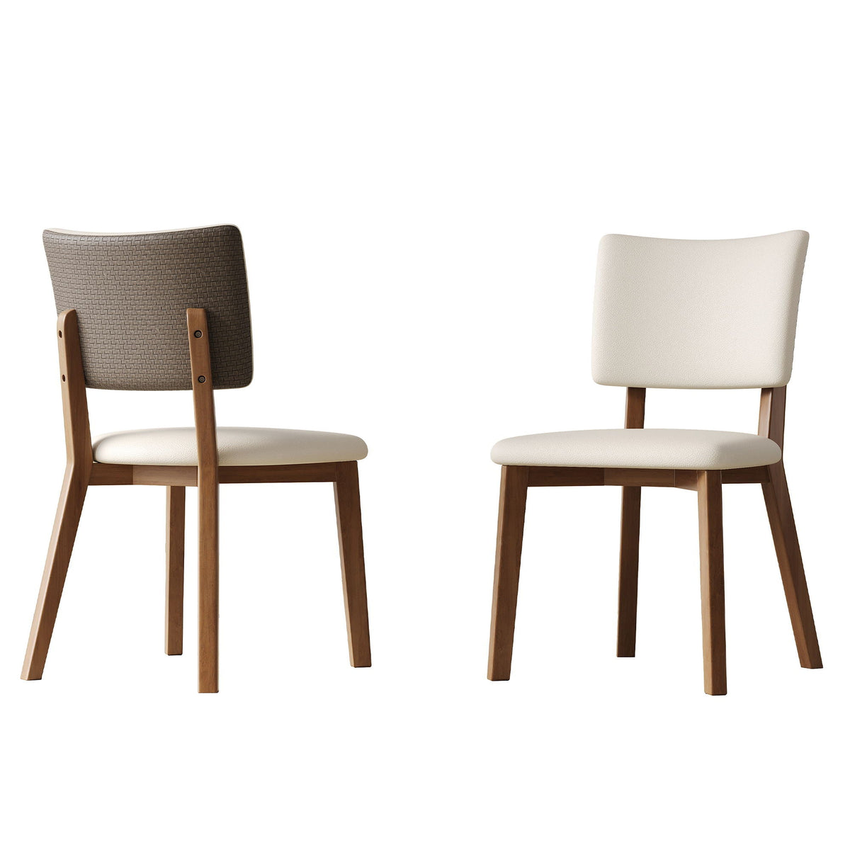 Dining Chair Set of 2 - White / Deep Walnut