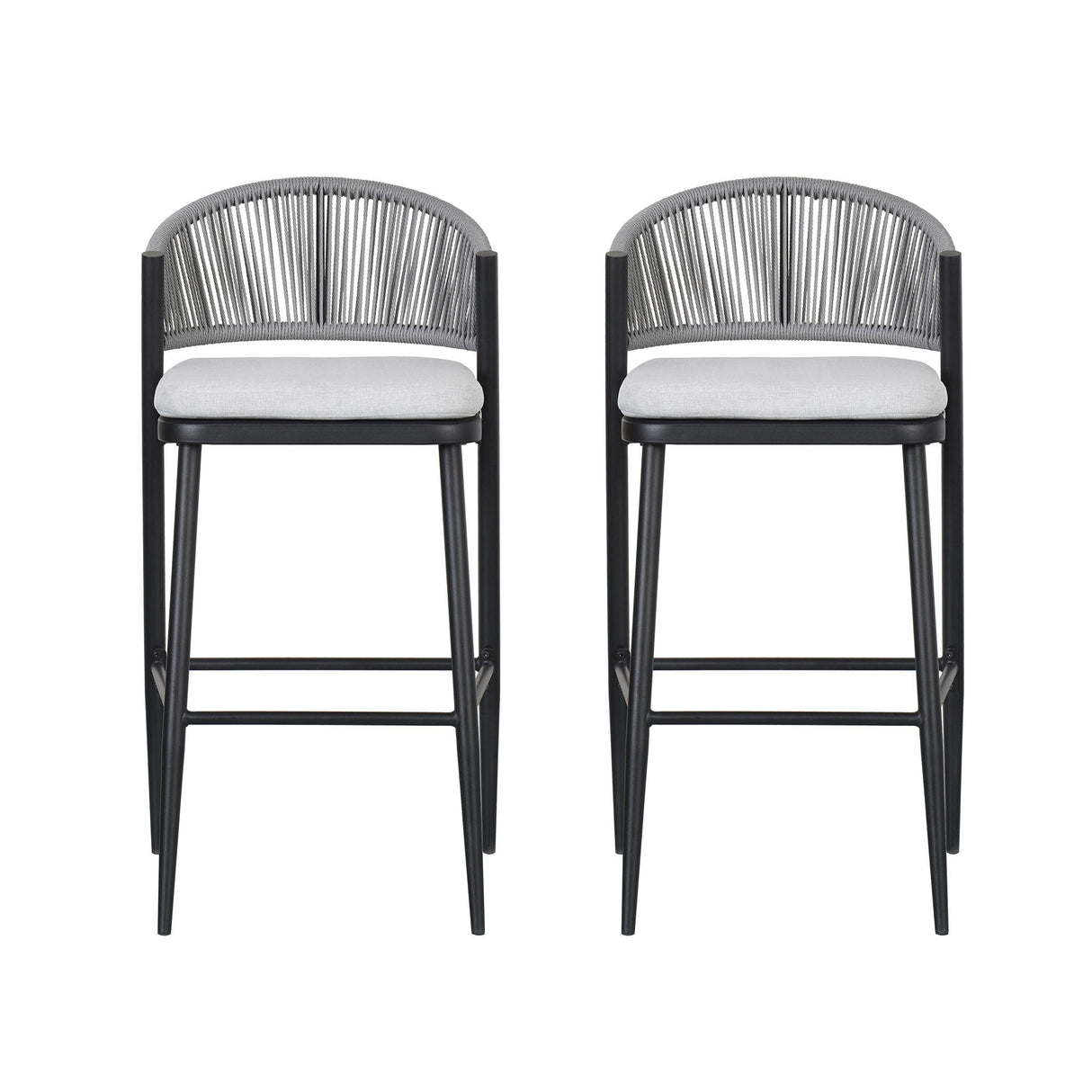 Outdoor Bar Height Metal Frame Counter Stools with Scallop Shaped Backrest