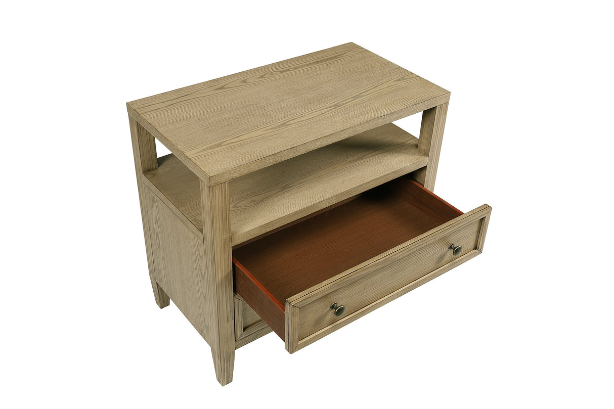 Rustic 2-Drawer Nightstand with Open Shelf
