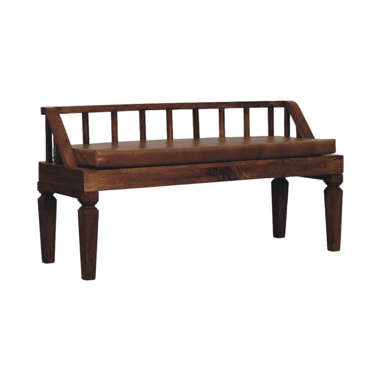 Artisan Furniture Solid Wood Bordeaux Leather Bench