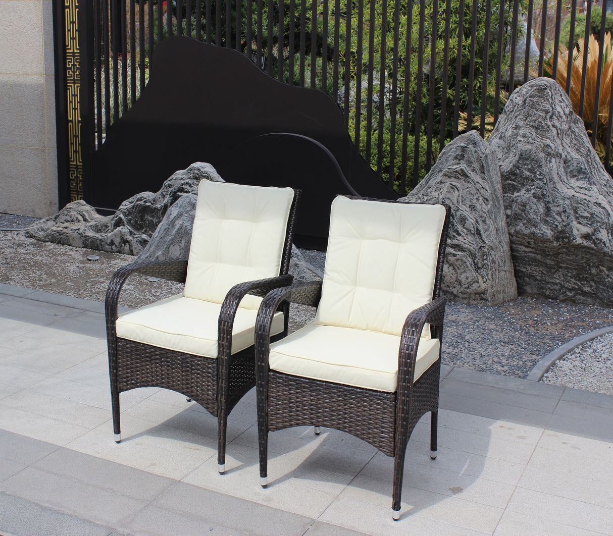 2-Piece Liberatore Dining Chairs with Beige Cushions