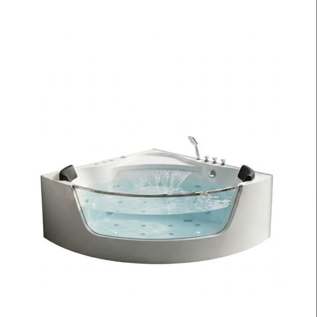 59" Corner Whirlpool Bathtub for 2-Person