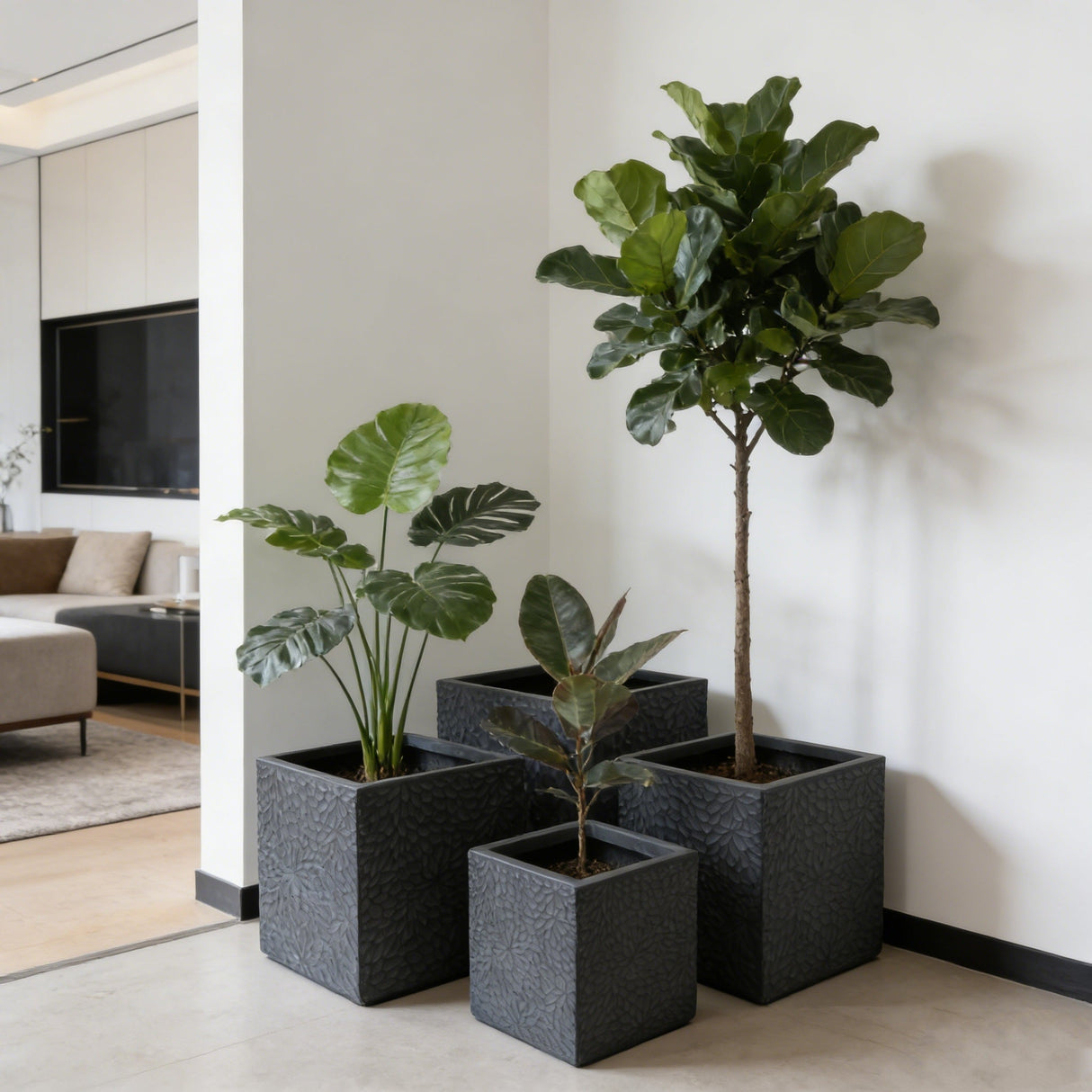 Large Outdoor Indoor Magnesium Oxide Planter Set of 4