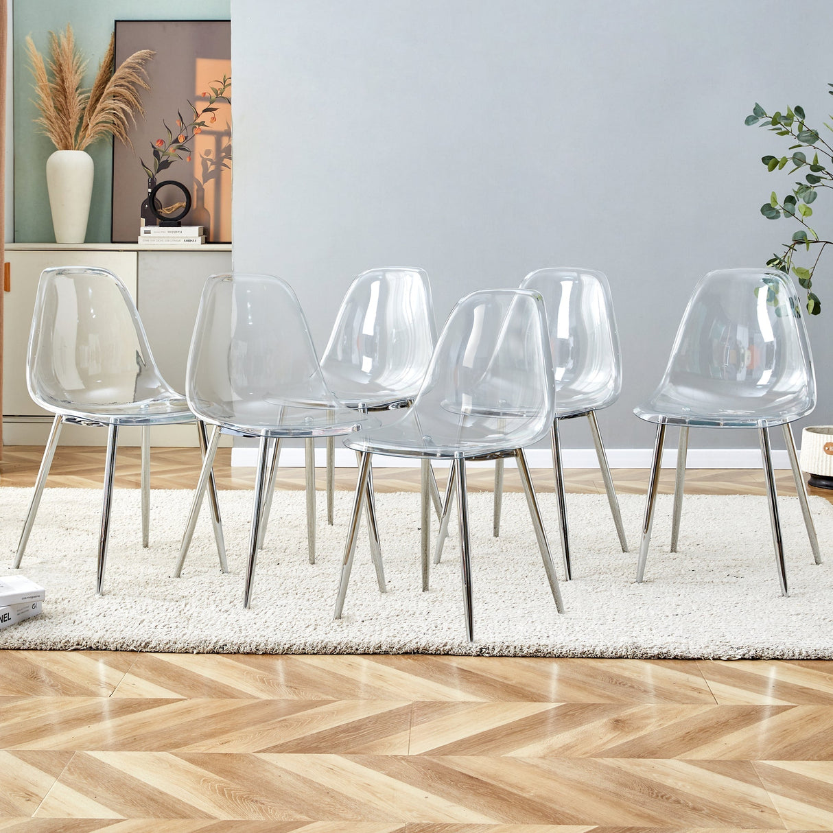Modern Minimalist Transparent Dining Chair - 6-Piece Set