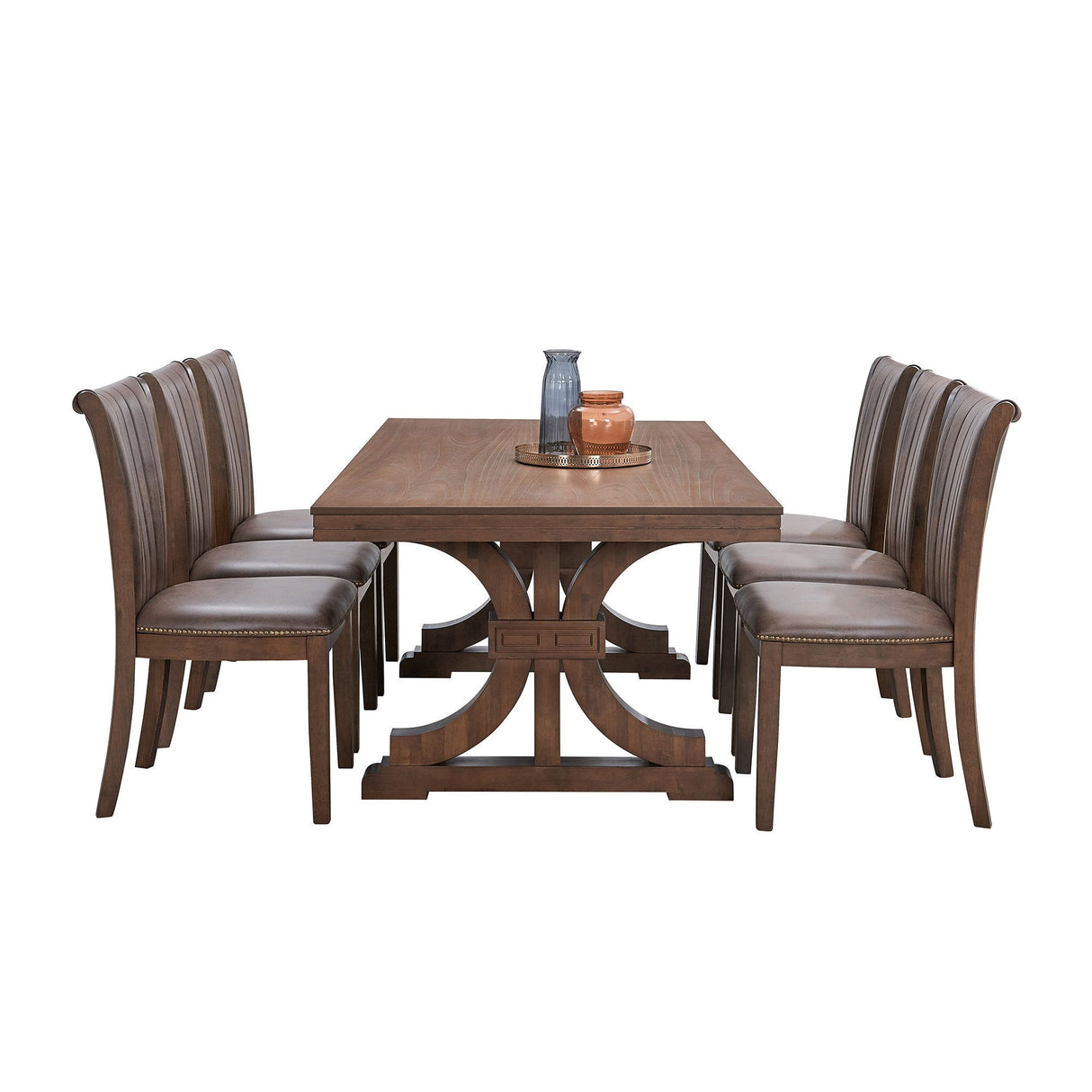 78.74" Rectangular Rubber Wood Dining Table for 6-8 in Oak