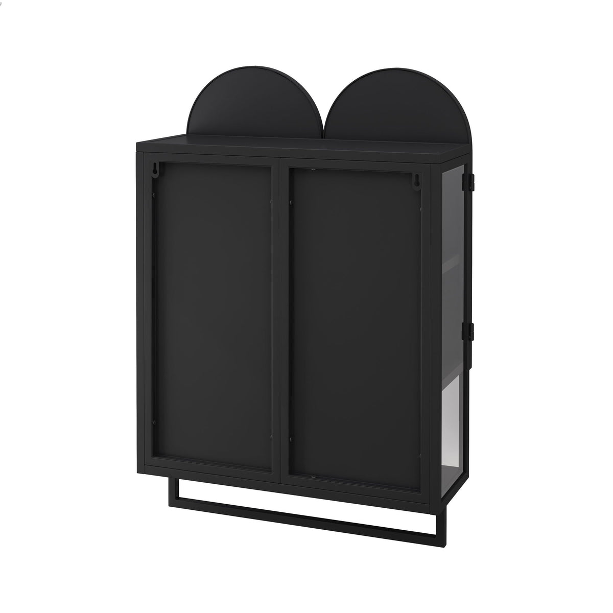Double Arched Mirror Wall Cabinet With 2 Doors, Featuring Adjustable Shelves And Towel Rack