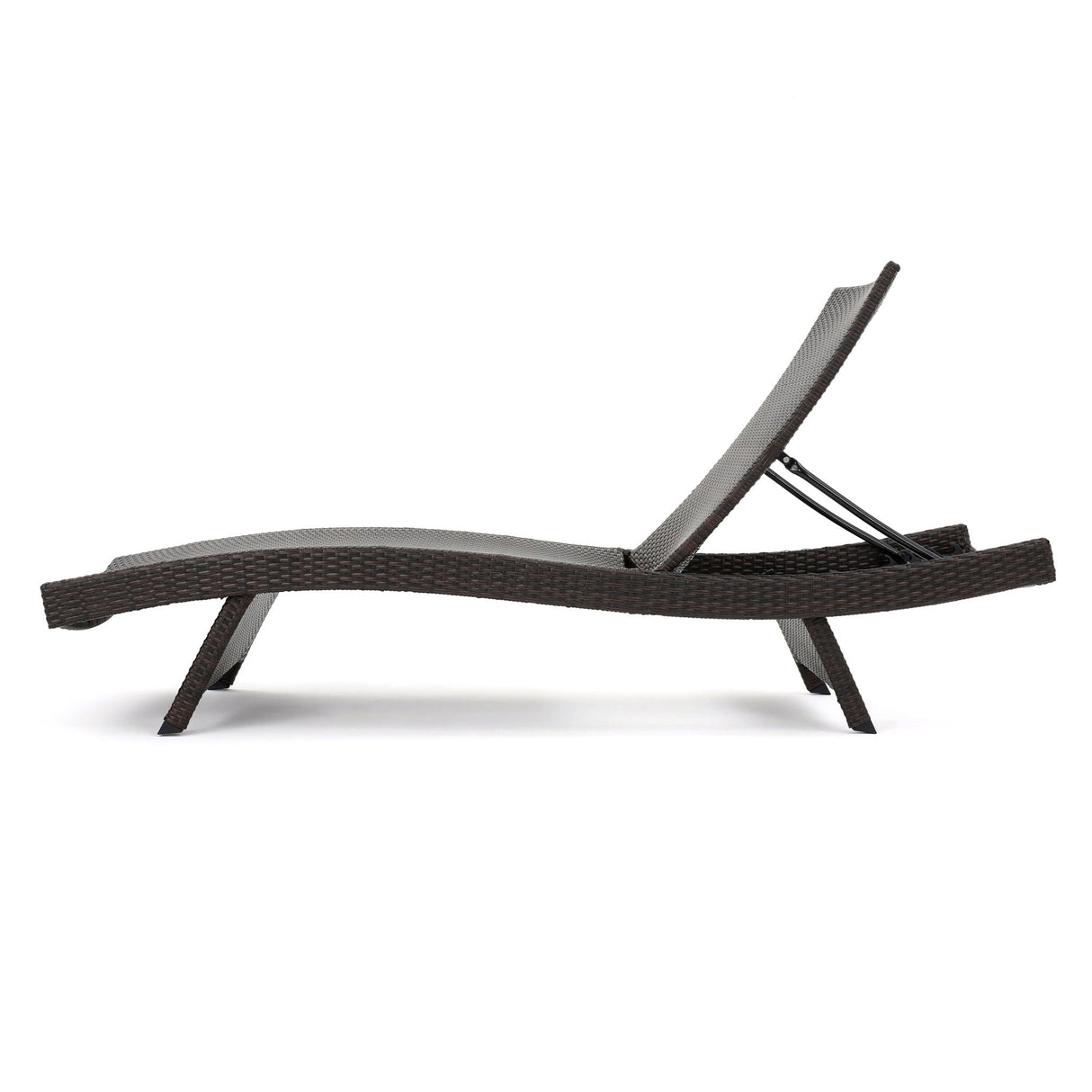 Mysticism Outdoor Chaise Lounge With Adjustable Backrest And Foldable Legs - Brown Multi