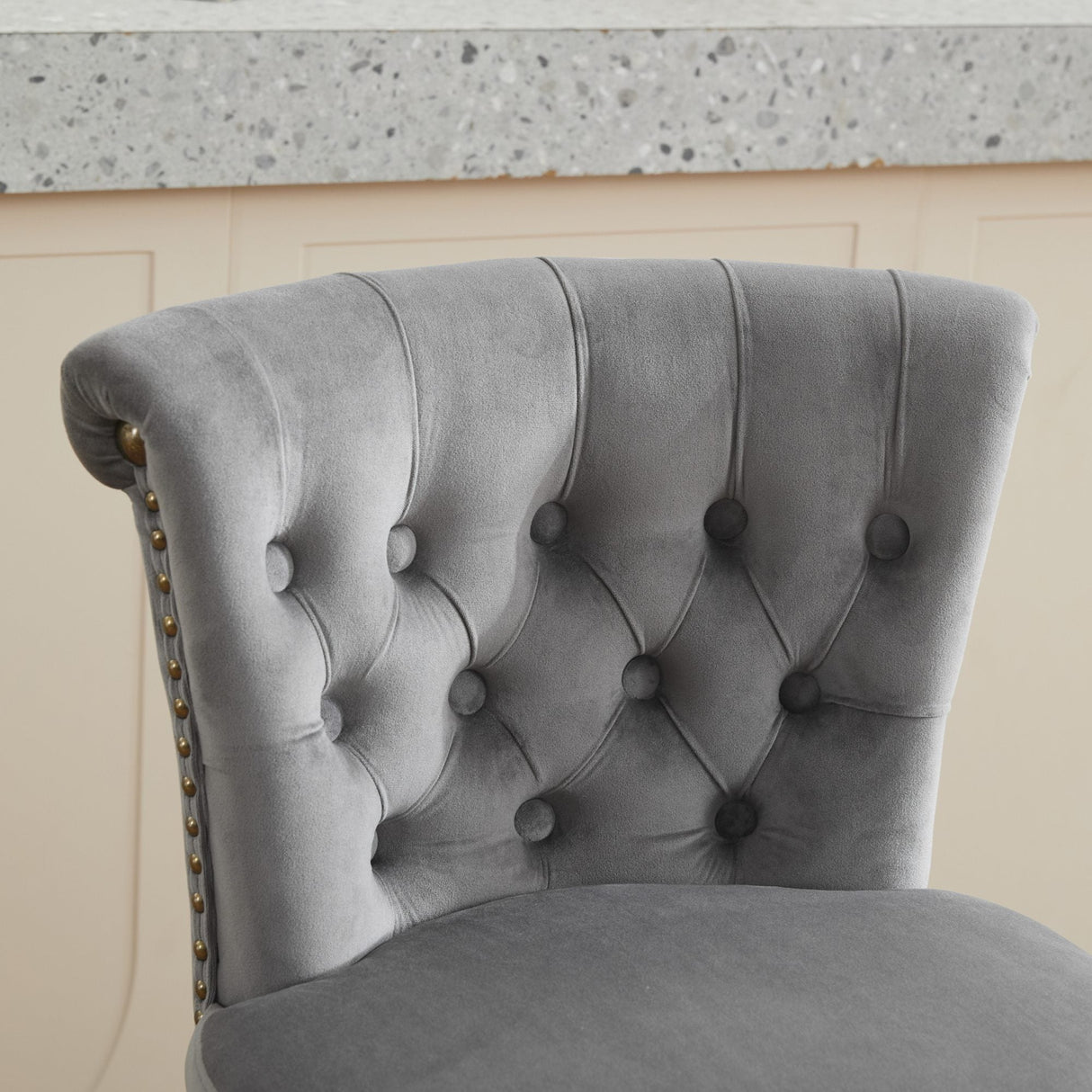 26" Counter Height Bar Stools Set of 2 with 360° Swivel and Velvet Upholstery