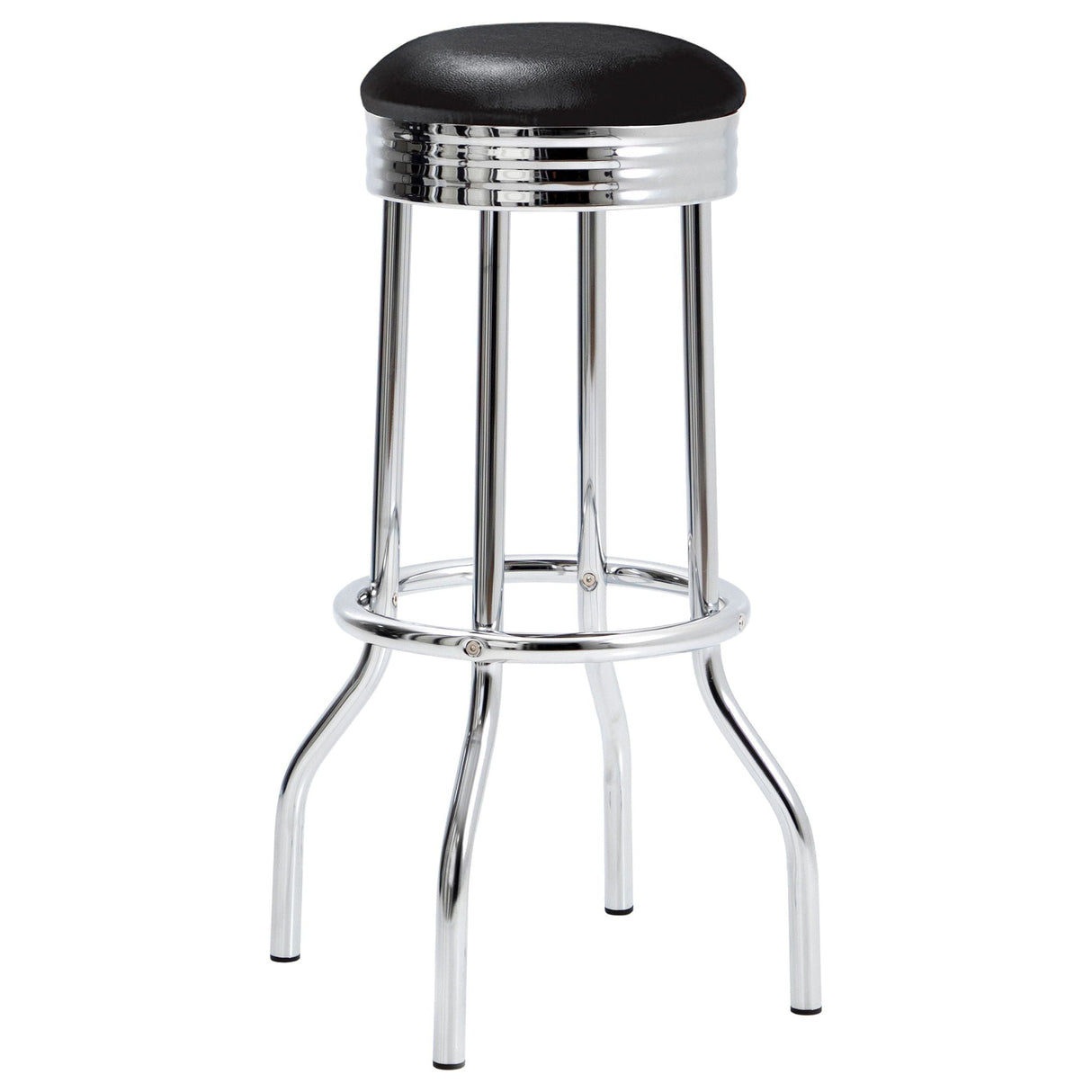 3 Piece Round 1950S Bistro Pub Bar Table Set - Black