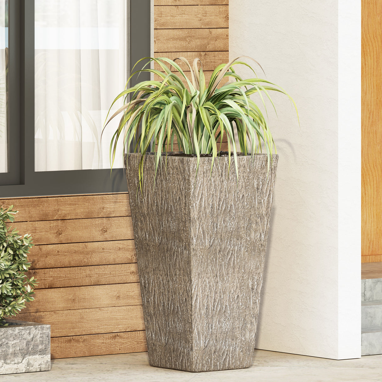 31" wood-finished magnesium oxide planter