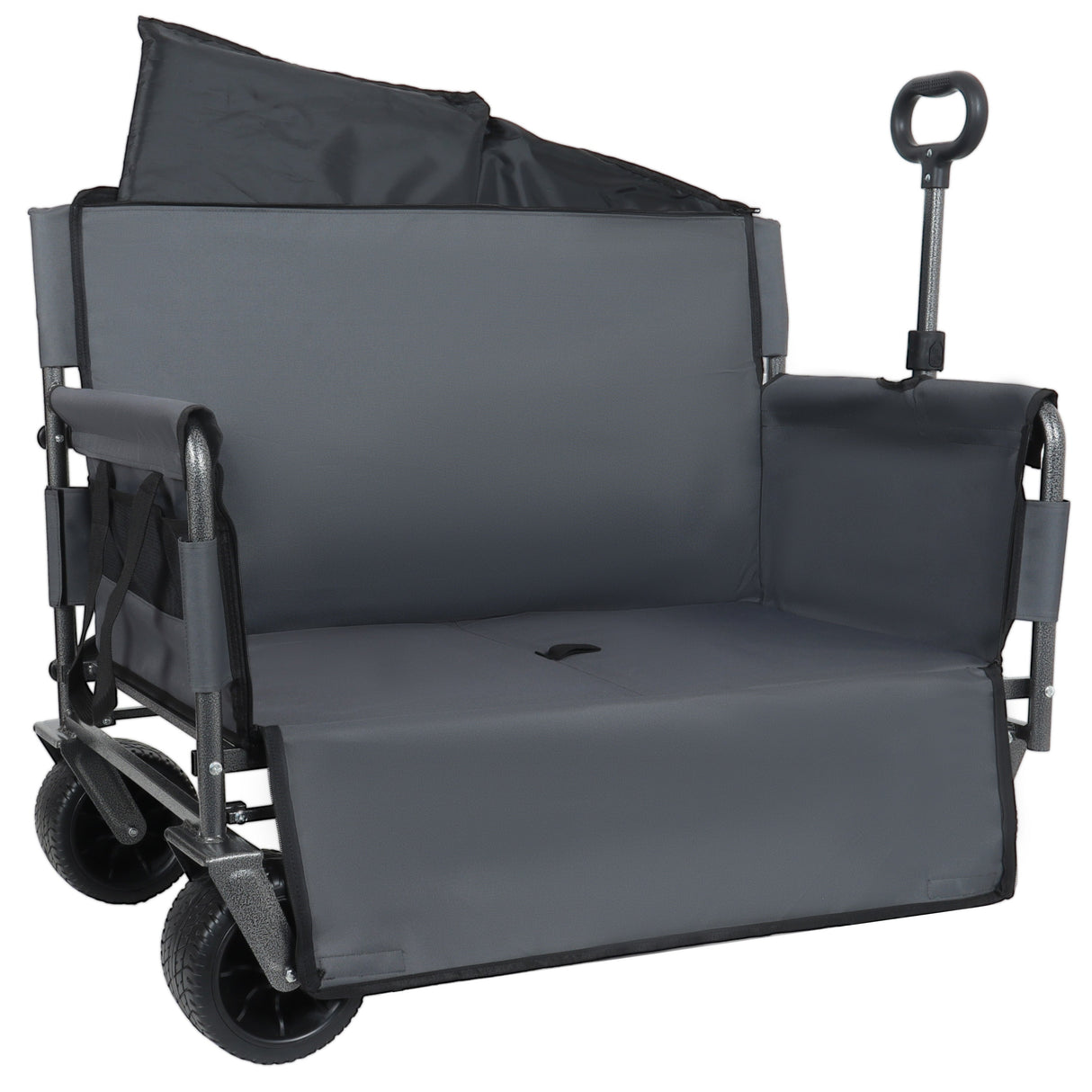 3-in-1 Convertible Folding Wagon Cart with Bench Seat & Storage