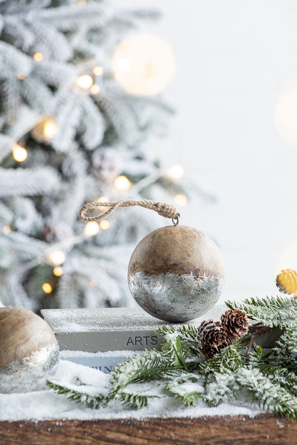 Christmas Ball Ornaments, Wood Decorative Hanging Ball Christmas Tree Ornaments For Holiday Party Decorations