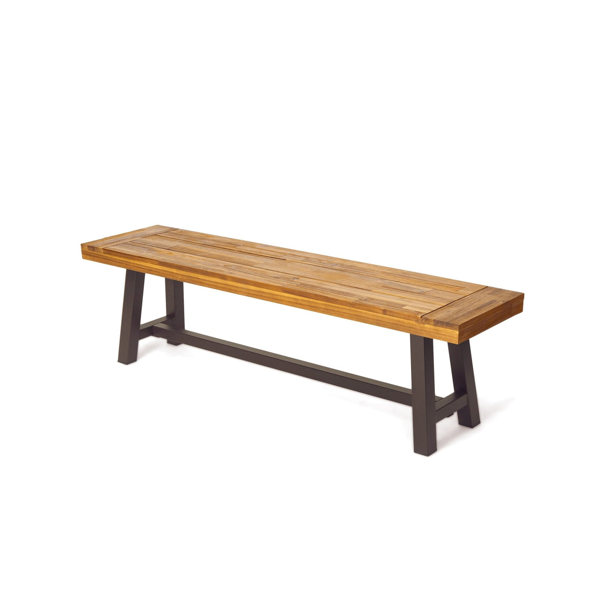 Carlisle Outdoor Acacia Wood and Rustic Metal Bench, Sandblast Finish / Rustic Metal 14. 75 x 63 x 17. 50 inches - Tuesday Morning - Outdoor Benches