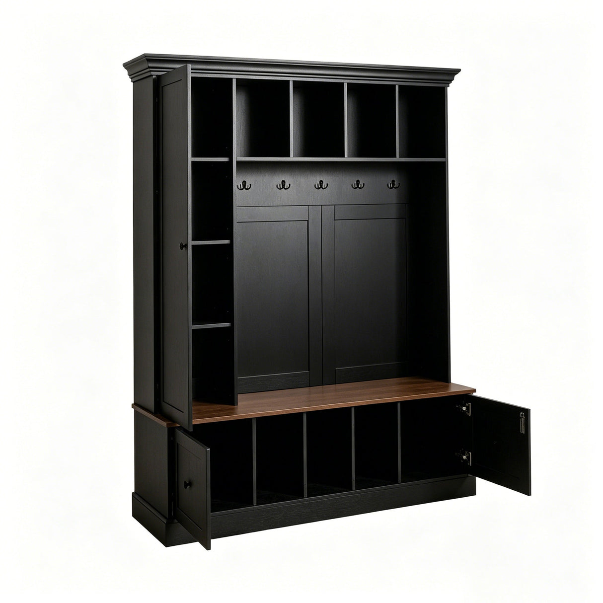 Vibe Haus 62.2'' Farmhouse Hall Tree with Shoe Storage Bench