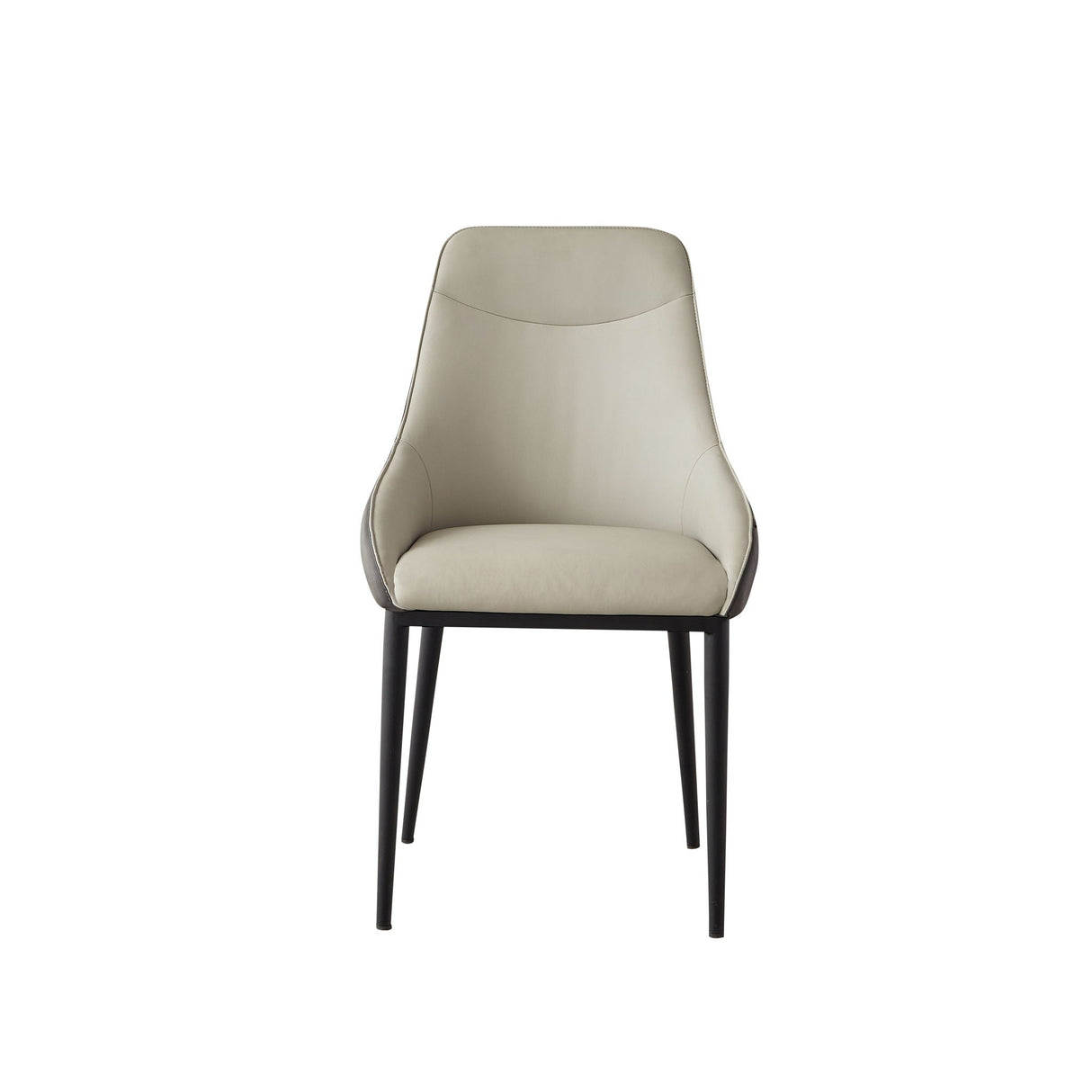 Modern Dining Chair Set Upholstered Seats Steel Metal Legs 2 Tone Contemporary Kitchen Living Room Furniture (Set of 2) - Black / Gray