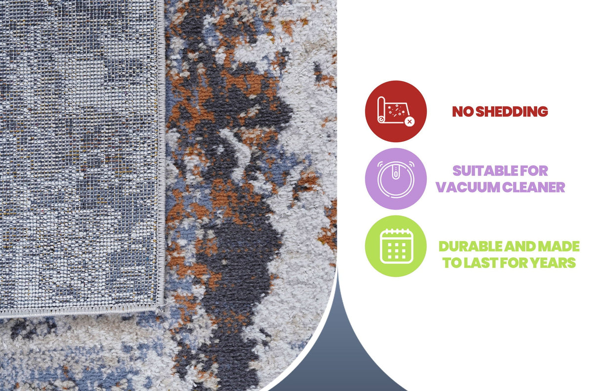 Payas - 6' X 9' Abstract Area Rug - Ivory / Blue