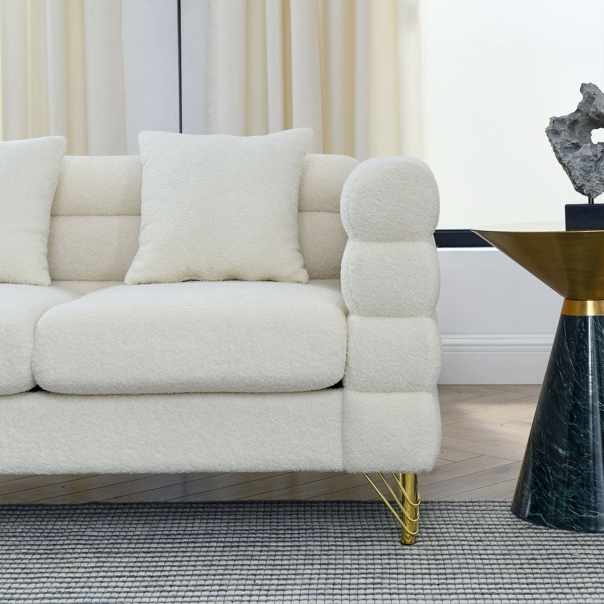 Oversized 2 Seater Sectional Sofa With Deep Seating And 2 Pillows