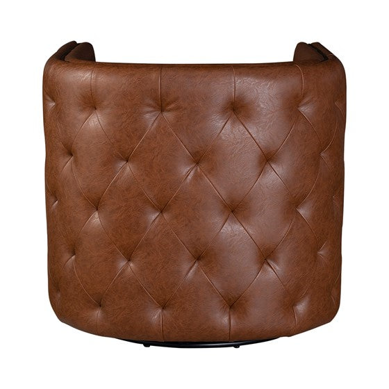 Barrel Swivel Chair with Button Tufting and Nailhead Trim