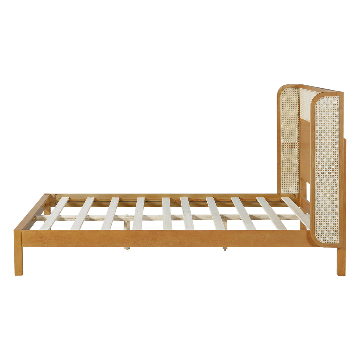 Premium Rubber Wood Platform Queen Bed Frame with Headboard