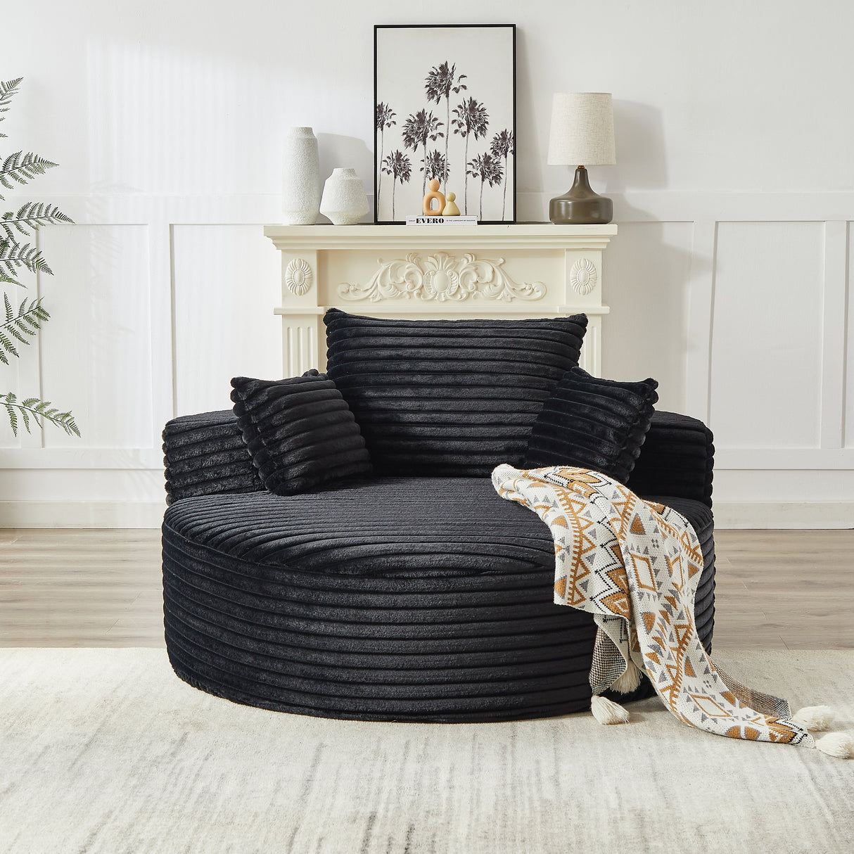 Fluffy Modern Sleeper Chair in Corduroy