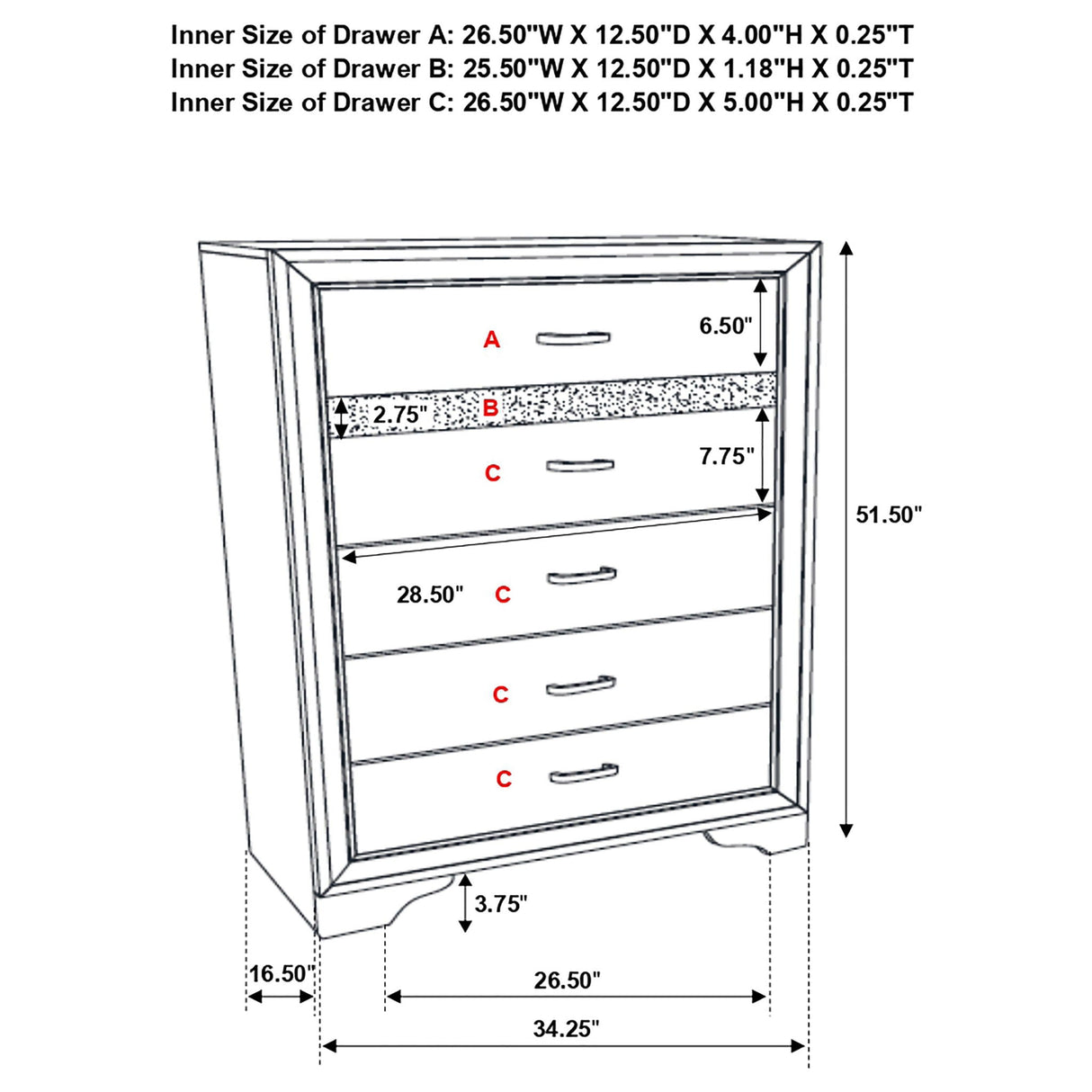 Annie - 6 Drawer Bedroom Chest