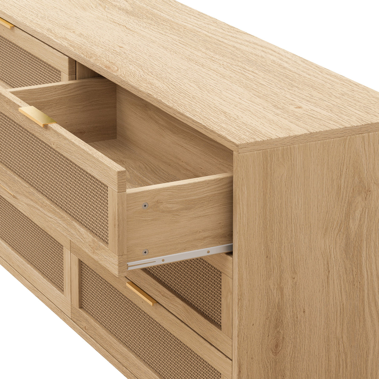 51.18' 6-Drawer Rattan Storage Cabinet Natural