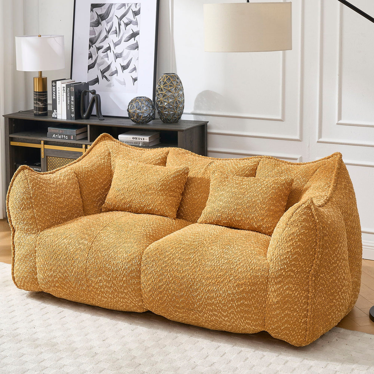 Comfortable Dual Beanbag Chair With High Resilience Foam Core For 2 People