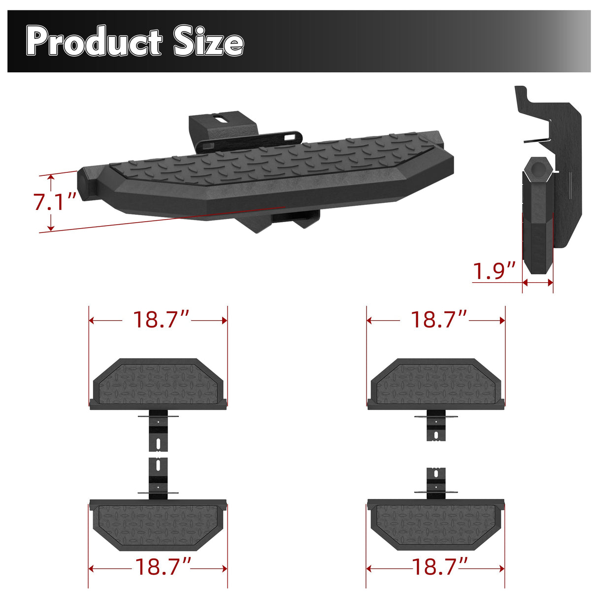 Running Boards for 07-18 Jeep Wrangler JK JKU 4 Doors