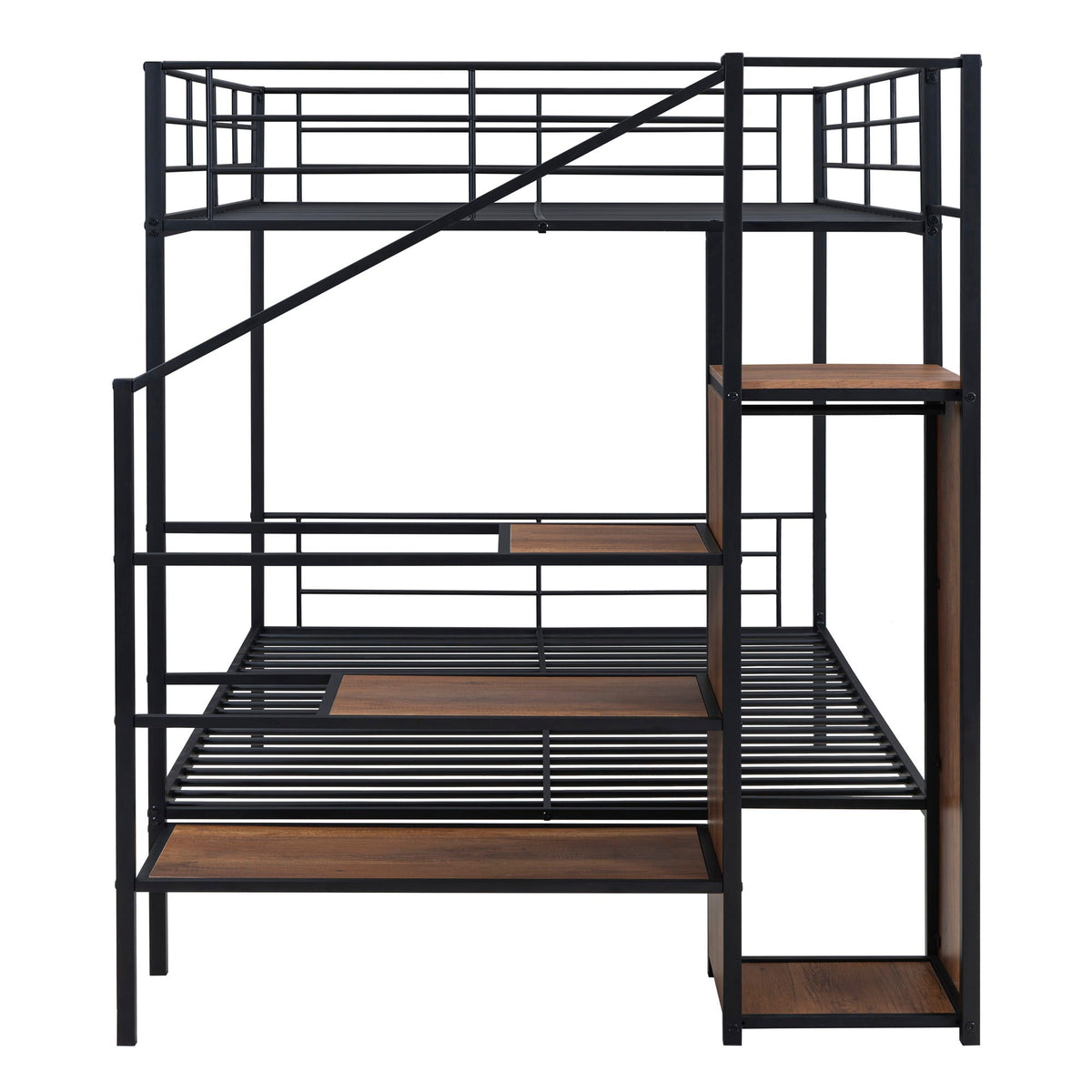 Bunk Bed With Lateral Storage Ladder And Wardrobe