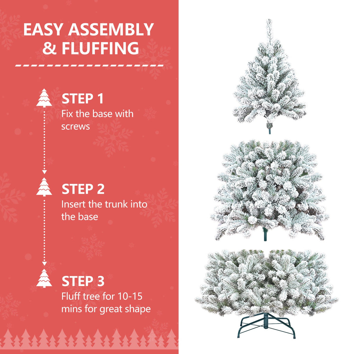 6FT Flocked Christmas Tree with Pine Cones