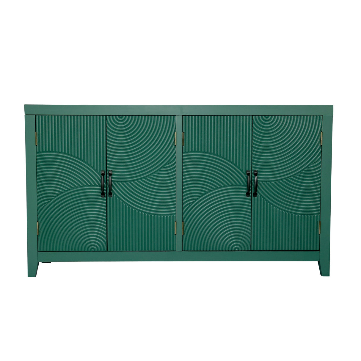 59in Green Accent Cabinet with 4 Doors Mid Century Modern Pantry Cabinet