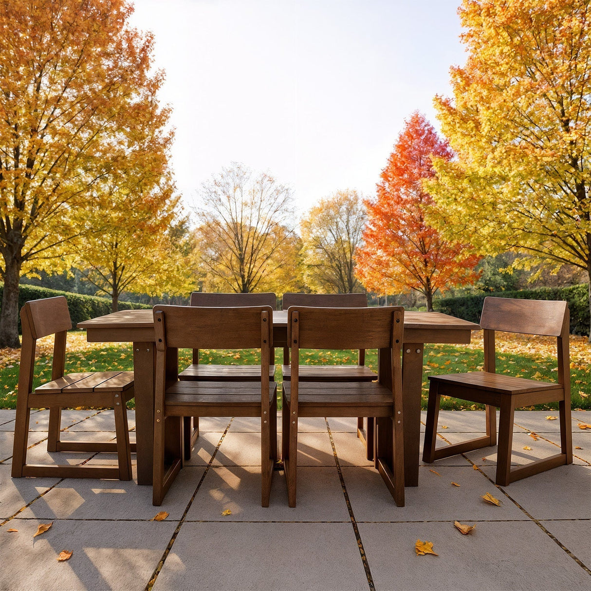 7-Piece Outdoor Dining Set with HDPE Patio Table & 6 Armless Chairs