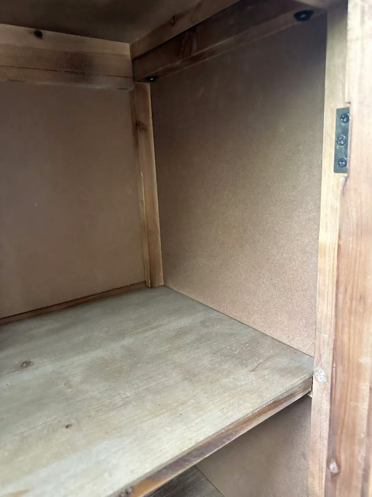 Rustic Natural Aged Brown Solid Wood Transitional Storage Cabinet – 31.89'