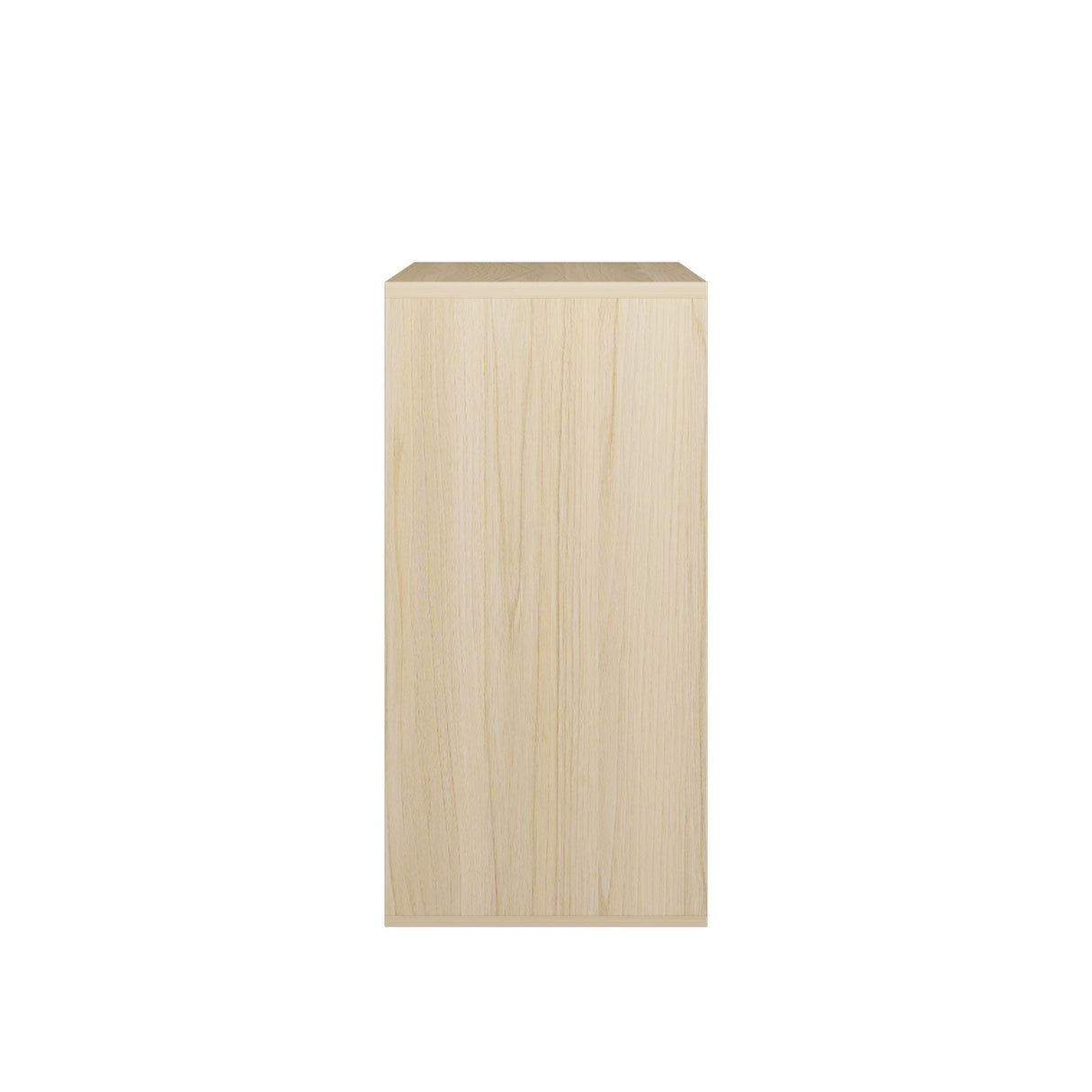 Storage Cabinet With Sliding Doors, 2 Tier Open And Closed Shelves Organizer - Natural / White