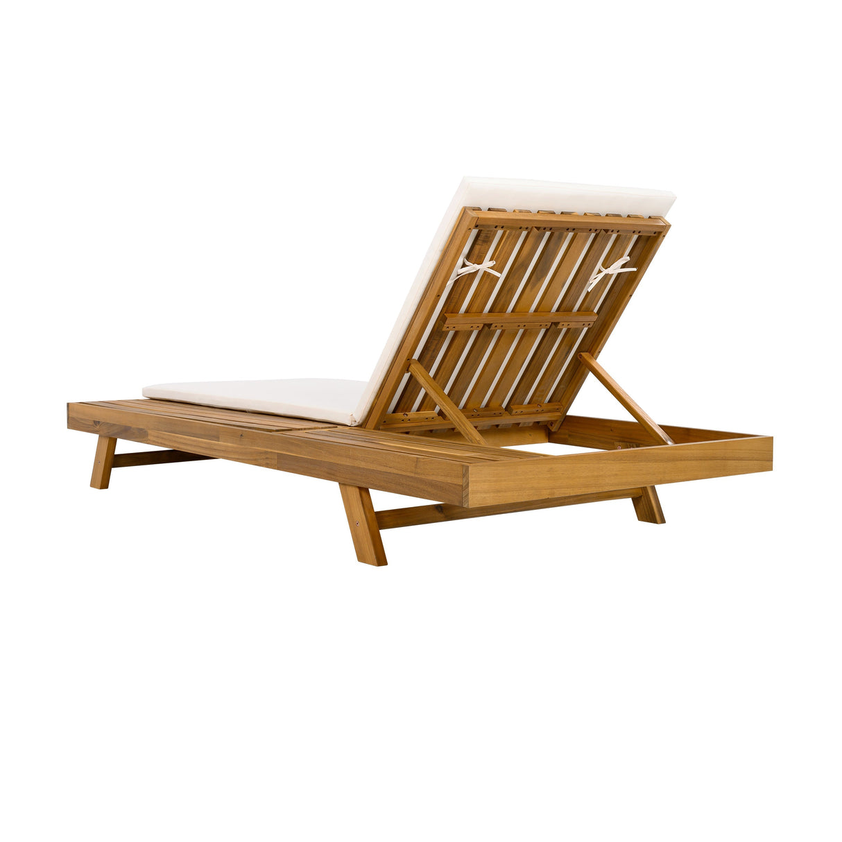 Lounge Chaise Set, Acacia Wood with Water-Resistant Cushions