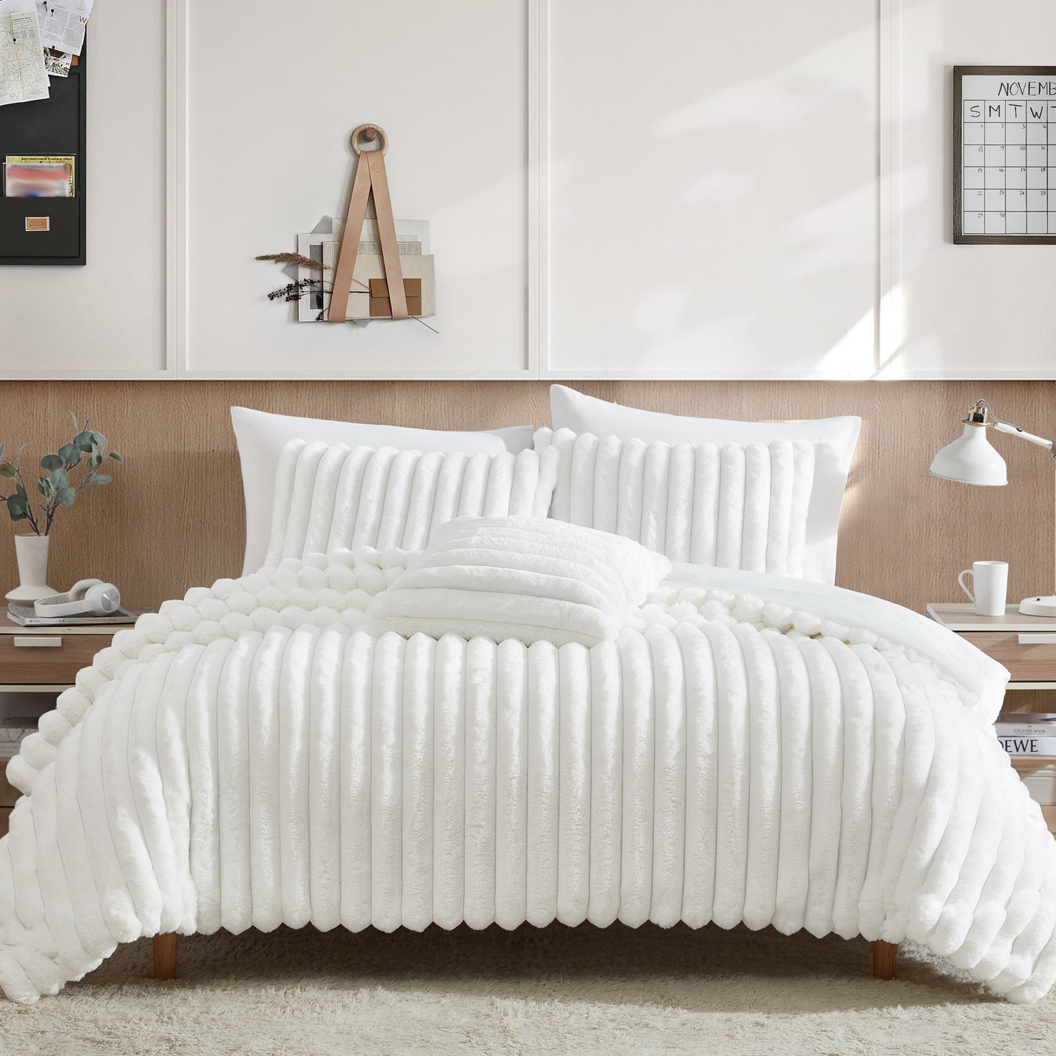 Everett-4-PC-White-Micro-Mink-King-Bedding-Ensemble-Quilts-&-Comforters