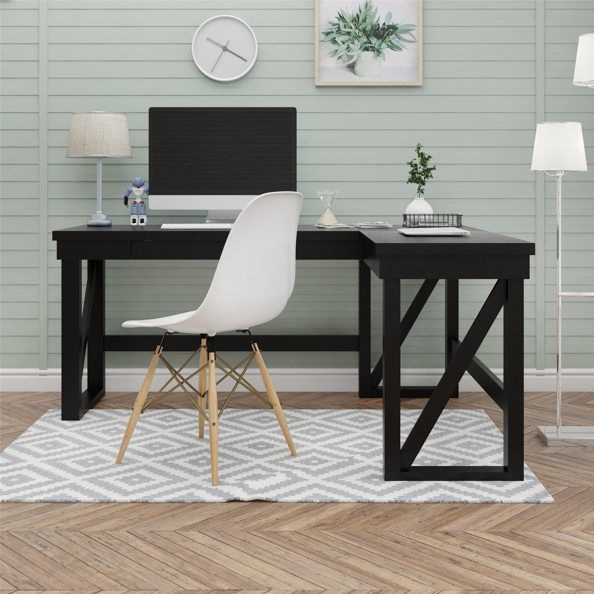 Crestwood Lift Top L Desk - Black