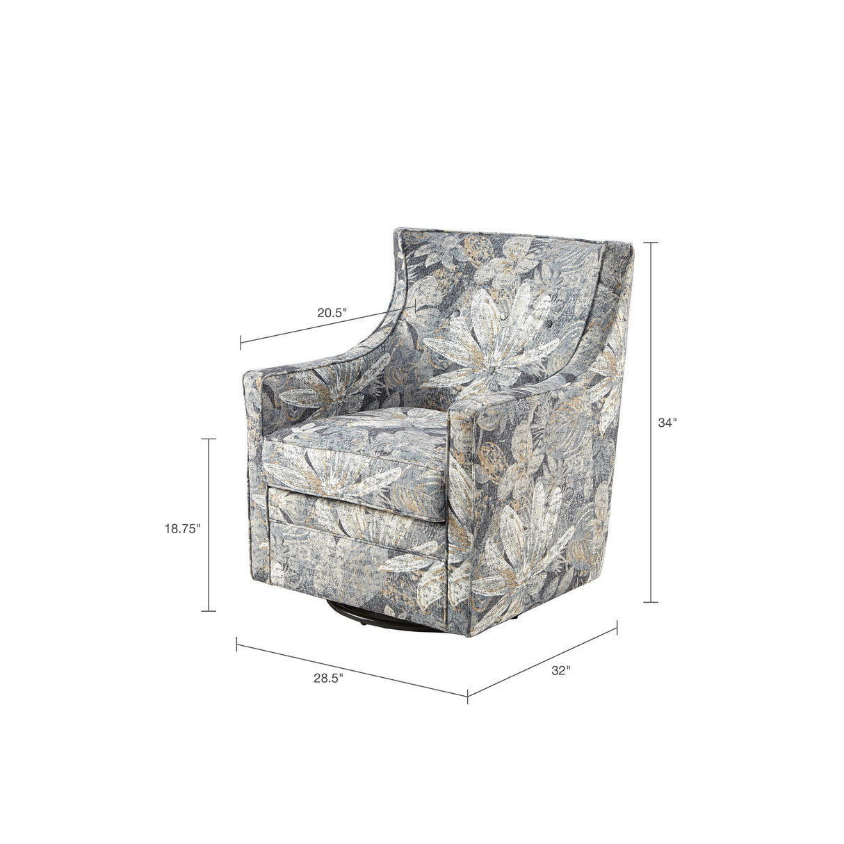 Swivel Glider Chair With Upholstery And Metal Base - Multicolor