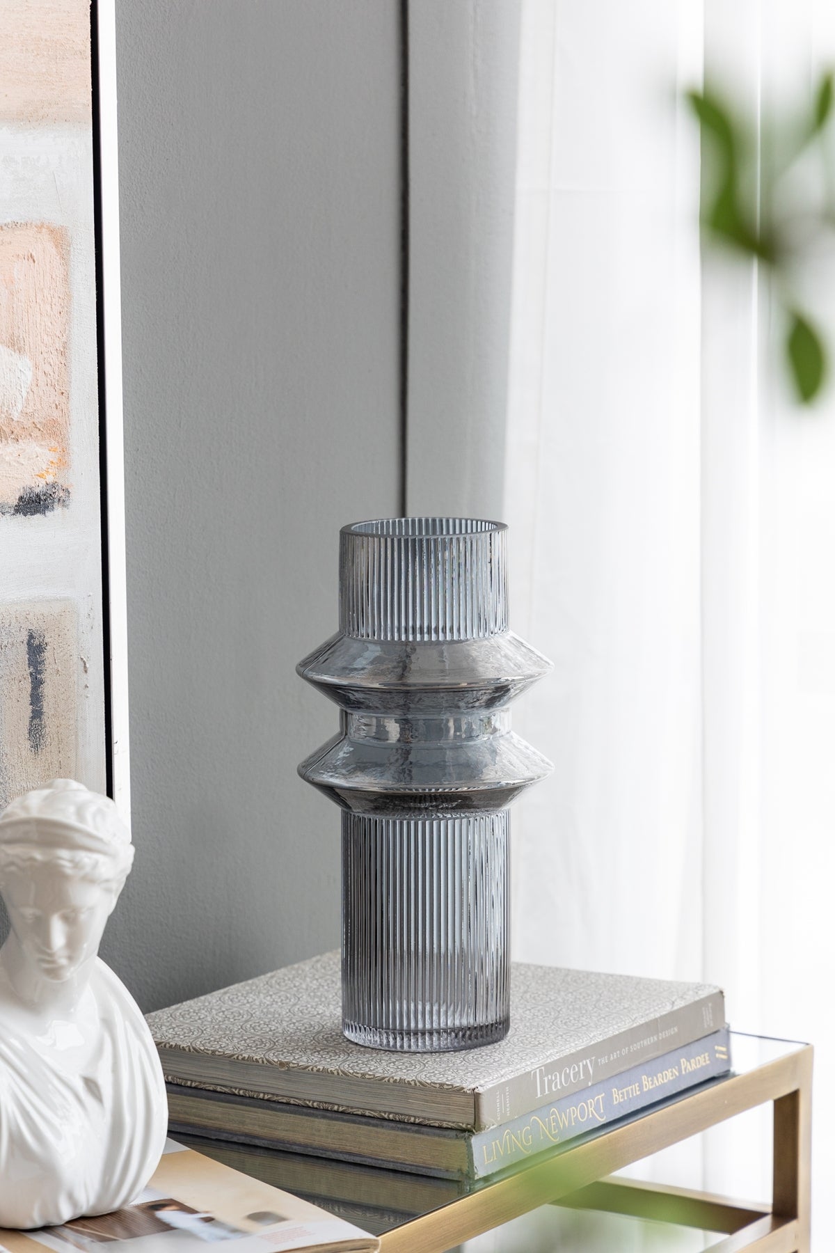 D5.9x11.8'H Fluted Accent Vases with Ribbed Design, Set of 2