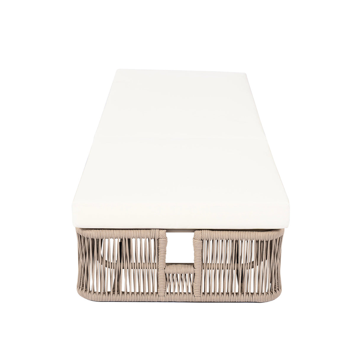 Beige and White Adjustable Sunlounge with Woven Rope Base